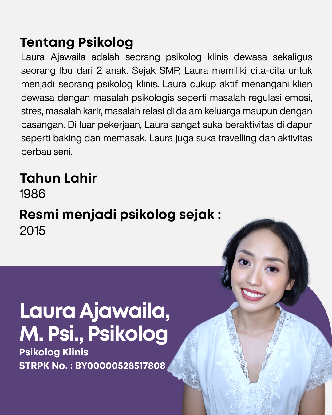 Laura Ajawaila, M. Psi., Psikolog