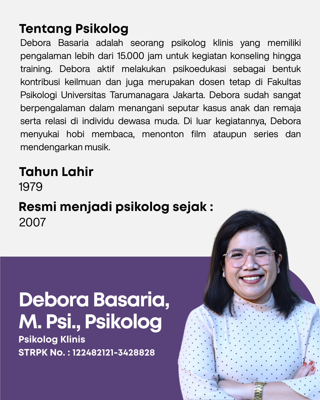 Wawancara dengan Debora Basaria, M. Psi., Psikolog