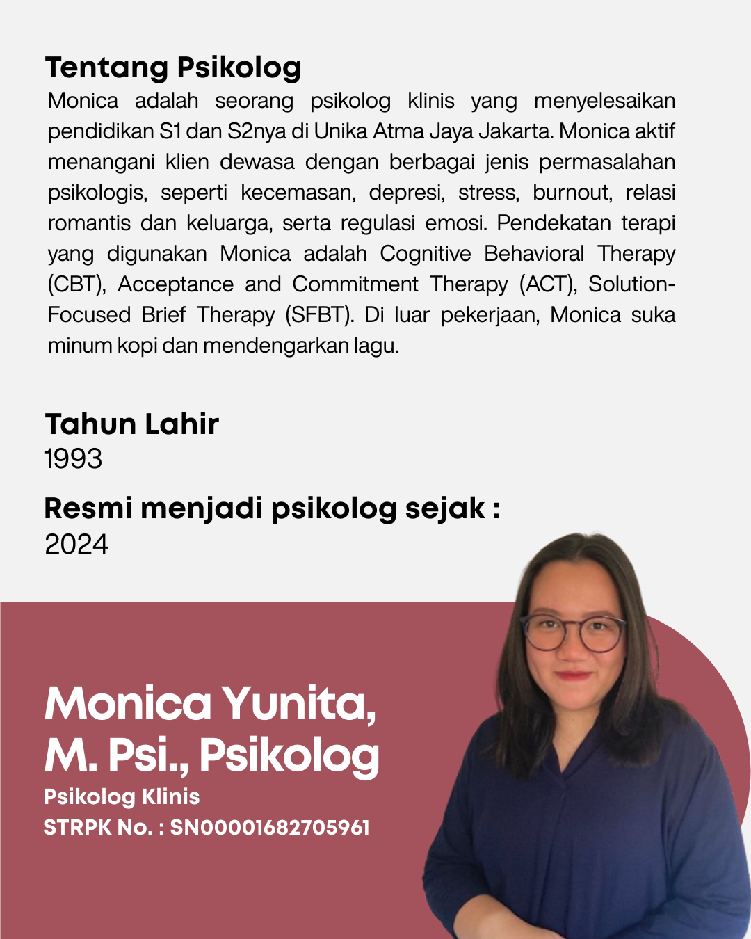 Monica Yunita, M. Psi., Psikolog