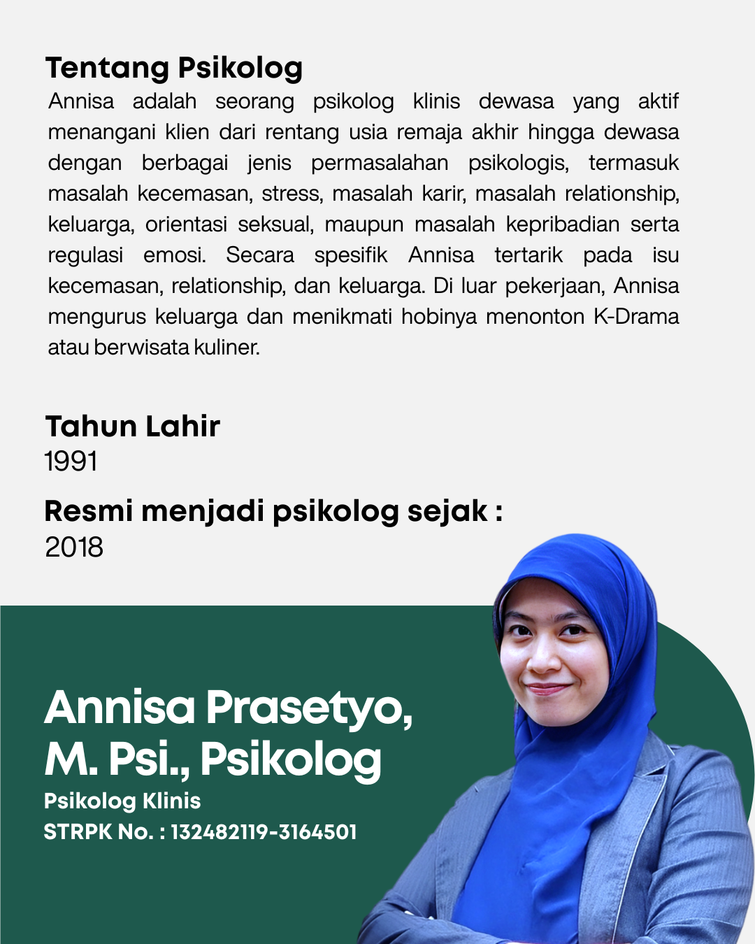 Annisa Prasetyo, M. Psi., Psikolog