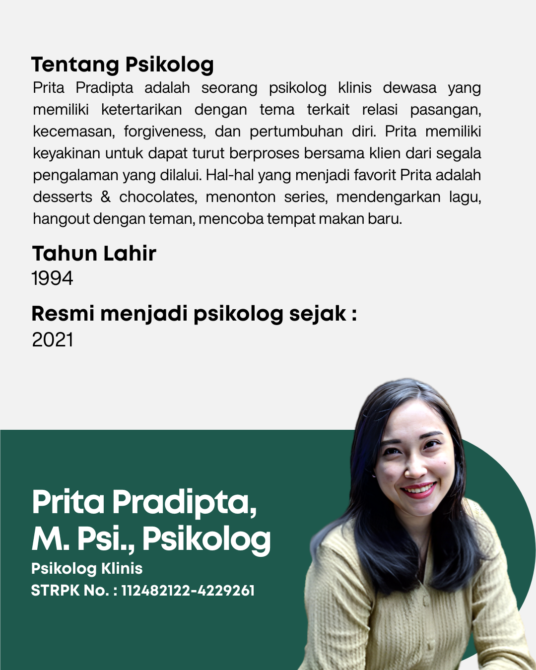 Prita Pradipta, M. Psi., Psikolog