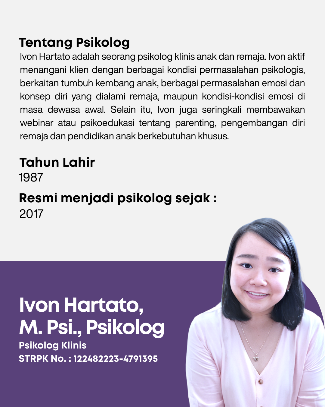 Ivon Hartato, M. Psi., Psikolog